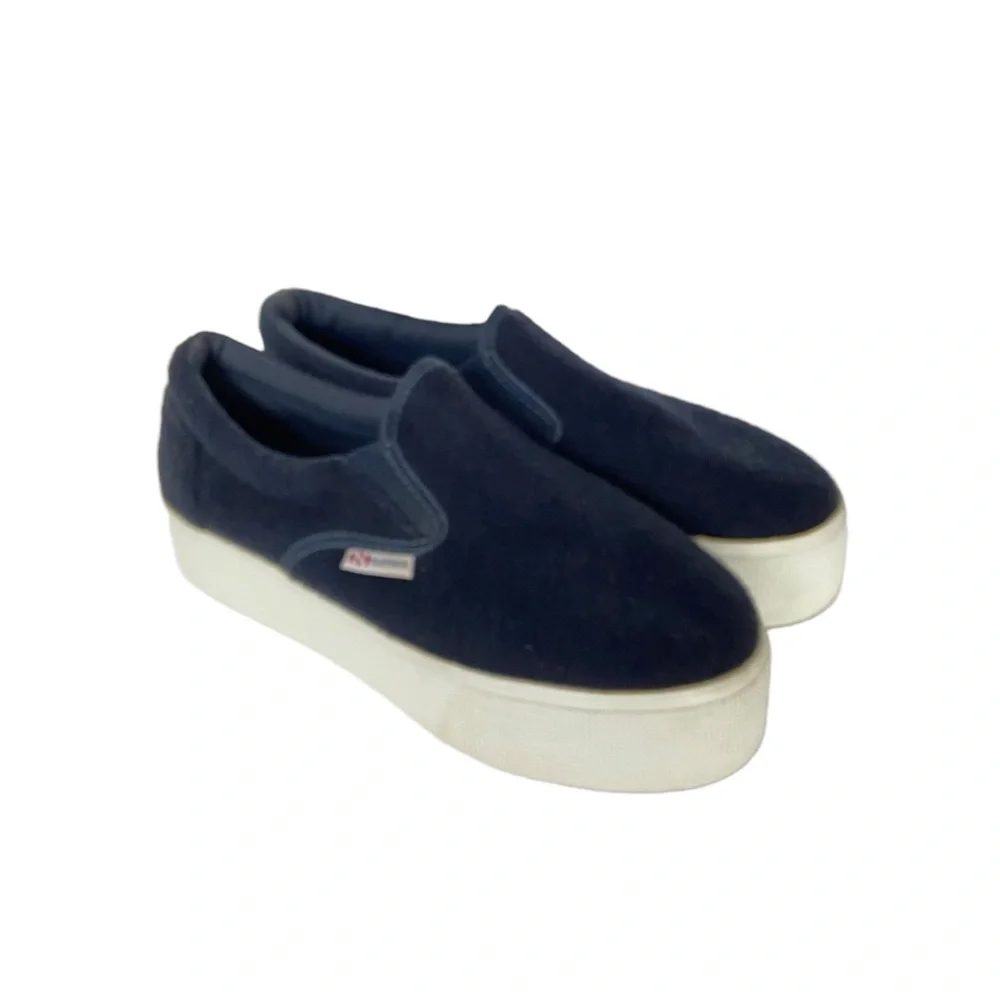 Superga Platform Black Fabric Slip On Sneakers Size 37.5 (Women's Size 7) - Picture 1 of 10